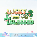 Lucky & blessed sublimation design, png for sublimation, Patrick's day PNG, Holiday PNG, Ireland's Independence day PNG