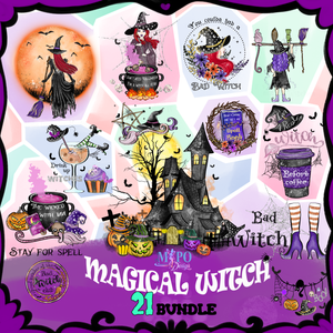 Magical Witch png bundle,Spooky png bundle, png for sublimation, Halloween png Bundle