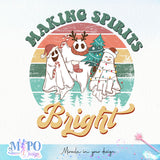 Making spirits bright sublimation design, png for sublimation, Christmas PNG, Retro Christmas PNG