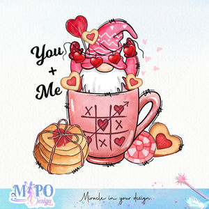 Me+You sublimation design, png for sublimation, Valentine PNG, Valentine Gnome vibes PNG