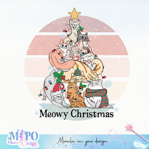Meowy Christmas sublimation design, png for sublimation, Christmas PNG,  Christmas Cat PNG