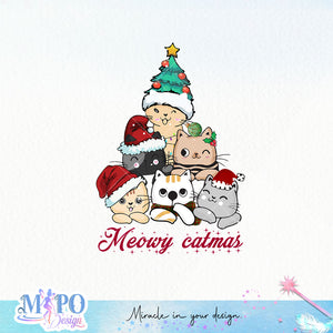 Meowy catmas sublimation design, png for sublimation, Christmas PNG,  Christmas Animals PNG
