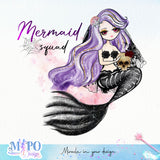 Mermaid squad sublimation design, png for sublimation, Halloween characters sublimation, Mermaid design