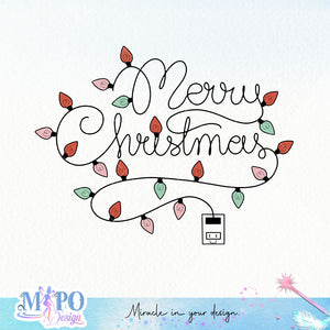 Merry Christmas design, png for sublimation, Christmas PNG, Christmas lights PNG