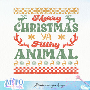 Merry Christmas ya filthy animal sublimation design, png for sublimation, Christmas PNG,  Christmas SVG