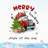 Merry Trucking christmas jingle all the way sublimation design, png for sublimation, Christmas PNG, Christmas vibes PNG