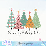 Merry & Bright SVG PNG design, png for sublimation, Christmas PNG,  Christmas SVG