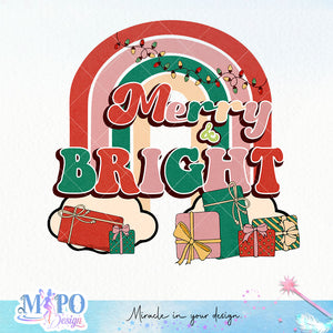 Merry & Bright sublimation design, png for sublimation, Christmas PNG, Christmas vibes PNG