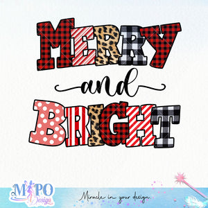 Merry and Bright sublimation design, png for sublimation, Christmas PNG, Christmas vibes PNG