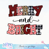 Merry and Bright sublimation design, png for sublimation, Christmas PNG, Christmas vibes PNG