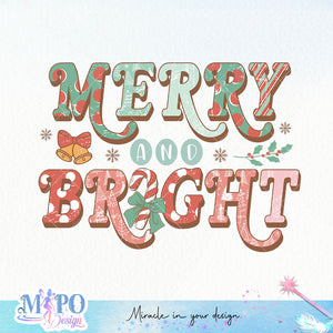 Merry and bright sublimation design, png for sublimation, Christmas PNG, Christmas vibes PNG