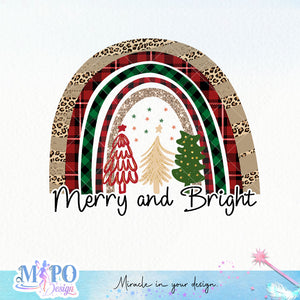 Merry and bright sublimation design, png for sublimation, Rainbow PNG, Christmas rainbow PNG