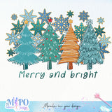 Merry and bright sublimation design, png for sublimation, Winter PNG, Cozy winter vibes PNG