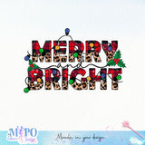 Merry and bright sublimation design, png for sublimation, Christmas PNG, Leopard Christmas PNG