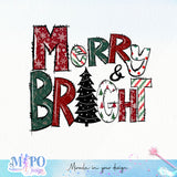 Merry and bright sublimation design, png for sublimation, Christmas PNG, Christmas vibes PNG