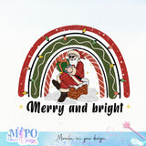 Merry and bright sublimation design, png for sublimation, Christmas Vintage PNG, Santa PNG