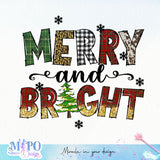 Merry and bright sublimation design, png for sublimation, Christmas PNG, Leopard Christmas PNG