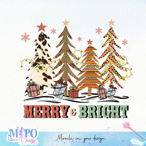 Merry bright sublimation design, png for sublimation, Christmas PNG, Western christmas PNG