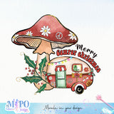 Merry camper christmas sublimation design, png for sublimation, Hippe Christmas PNG, retro vibes PNG