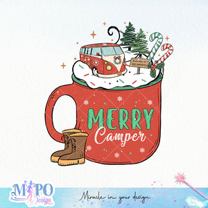 Merry camper sublimation design, png for sublimation,  Camping christmas png,Christmas design