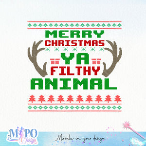 Merry christmas ya filthy animal sublimation design, png for sublimation, Christmas PNG,  Christmas SVG