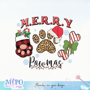 Merry pawmas sublimation design, png for sublimation, Christmas PNG, Leopard Christmas PNG