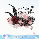 Miss Glam Pire sublimation design, png for sublimation, Halloween characters sublimation, Vampire design