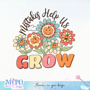 Mistakes help us grow sublimation design, png for sublimation, Retro teacher PNG, Teacher life PNG