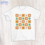 Groovy Checkered Flowers sublimation design, png for sublimation, retro sublimation, inspiring png
