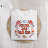 Never stop growing sublimation design, png for sublimation, retro sublimation, inspiring png