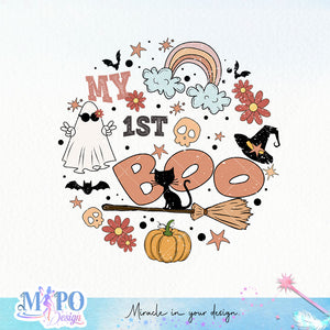 My 1st Boo sublimation design, png for sublimation, Boo halloween design, Halloween styles, Retro halloween design