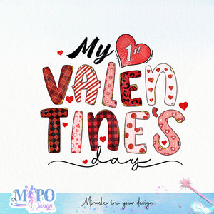 My First Valentine's day sublimation design, png for sublimation, Valentine PNG, Valentine quote PNG