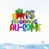My brother is au-some sublimation design, png for sublimation, Disease design, Autism awareness PNG