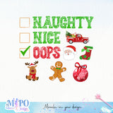 Naughty Nice Opps sublimation design, png for sublimation, Christmas PNG, Christmas vibes PNG