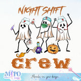Night shift crew sublimation design, png for sublimation, halloween nurse png, Jobs vibes sublimation
