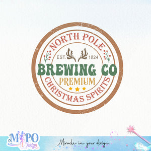 North Pole Christmas spirits Est.1824 Brewing Co premium sublimation design, png for sublimation, Christmas PNG, Christmas vibes PNG