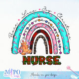 Nurse Christmas Rainbow sublimation design, png for sublimation, Nurse PNG, Nurse Christmas PNG