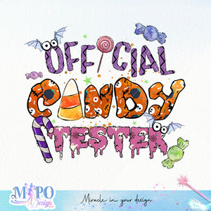 Official candy tester sublimation design, png for sublimation