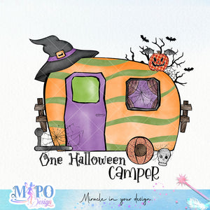 One Halloween Camper sublimation design, png for sublimation, Retro Halloween design, Halloween styles