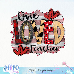 One loved teacher sublimation design, png for sublimation, Retro School design, School life PNG