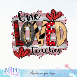 One loved teacher sublimation design, png for sublimation, Retro School design, School life PNG