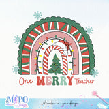 One merry teacher sublimation 1 design, png for sublimation, Christmas teacher PNG, Christmas SVG, Teacher Svg