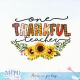 One thankful teacher sublimation design, png for sublimation, Retro teacher PNG, Teacher life PNG