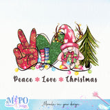 Peace Love Christmas sublimation design, png for sublimation, Christmas PNG, Retro pink christmas PNG