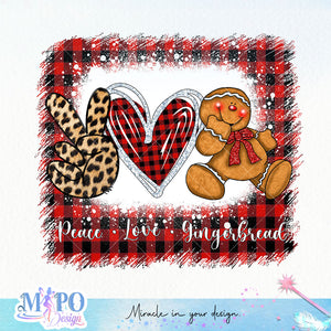 Peace Love Gingerbread sublimation design, png for sublimation, Christmas PNG, Christmas vibes PNG