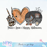 Peace Love Happy Halloween sublimation design, png for sublimation, Retro Halloween design, Halloween styles