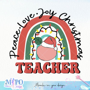Peace Love Joy Christmas Teacher sublimation 1 design, png for sublimation, Christmas teacher PNG, Christmas SVG, Teacher Svg