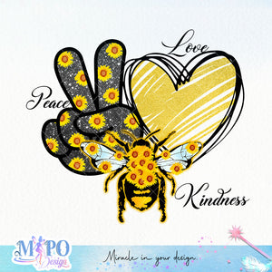 Peace Love Kindness sublimation design, png for sublimation, Retro sunflower PNG, hobbies vibes png