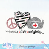Peace Love Nursing sublimation design, png for sublimation, Christmas PNG, Christmas vibes PNG