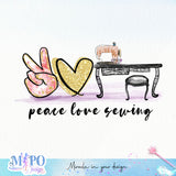 Peace Love Sewing sublimation design, png for sublimation, Sewing PNG, Hobbies PNG